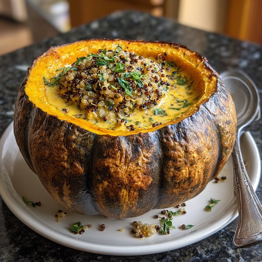 Winterkürbis Gefüllt Quinoa Kräuter