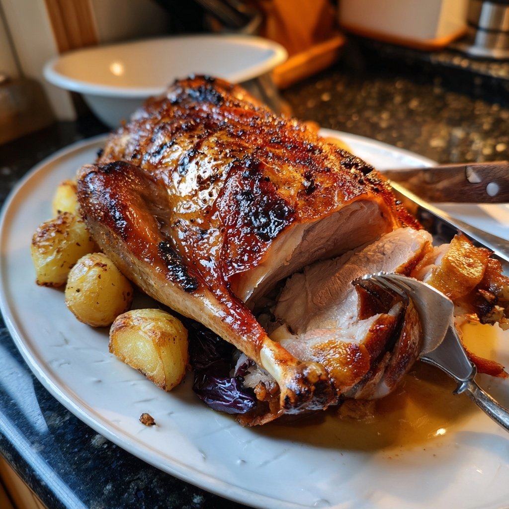 Festliche Weihnachtsgans mit Rotkohl und Klößen