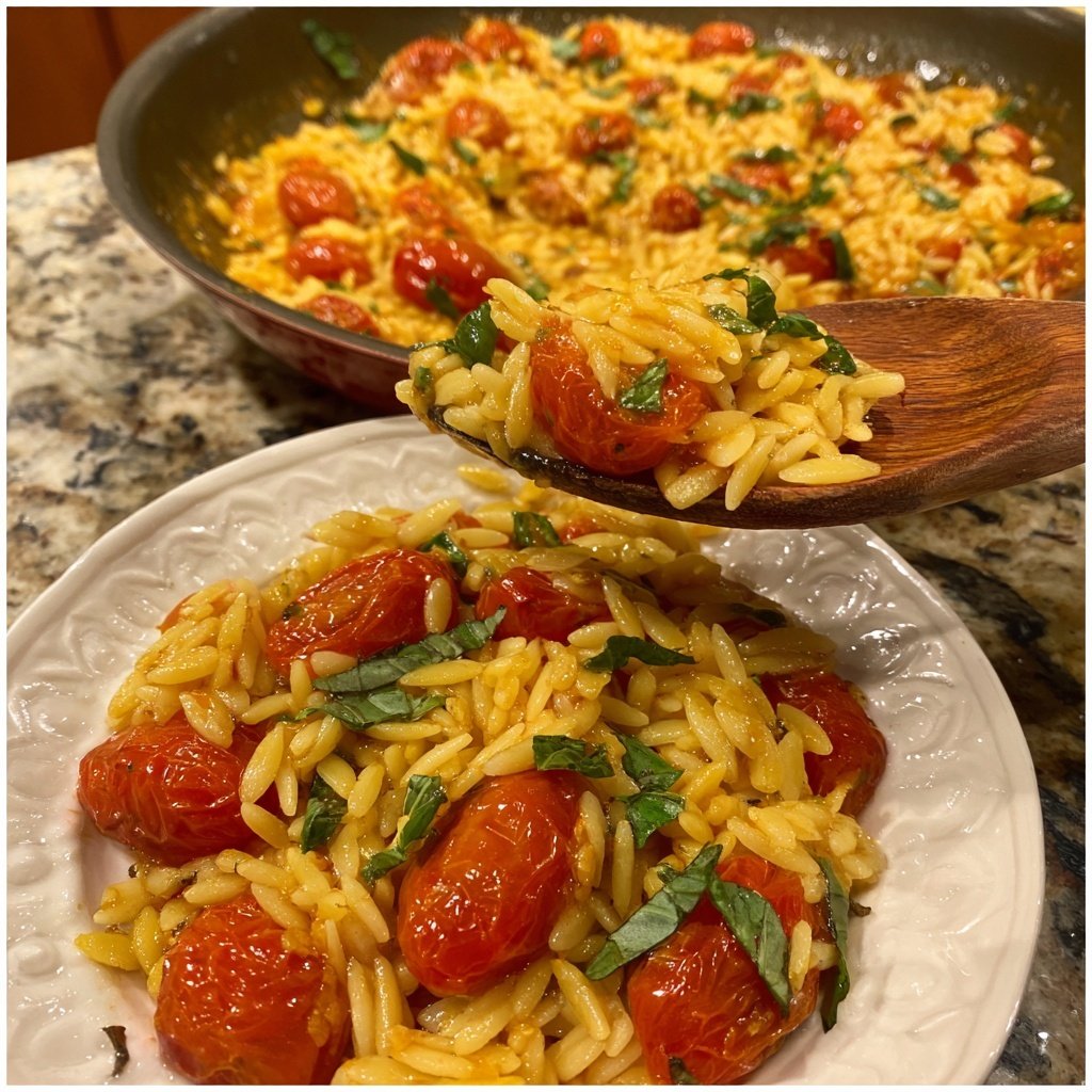 Tomaten Basilikum Ofen Orzo