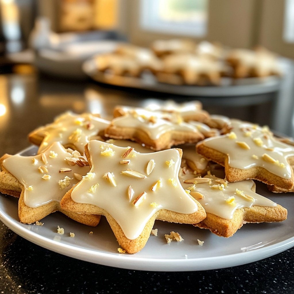 Zimtsterne mit Mandeln und Zitronenguss