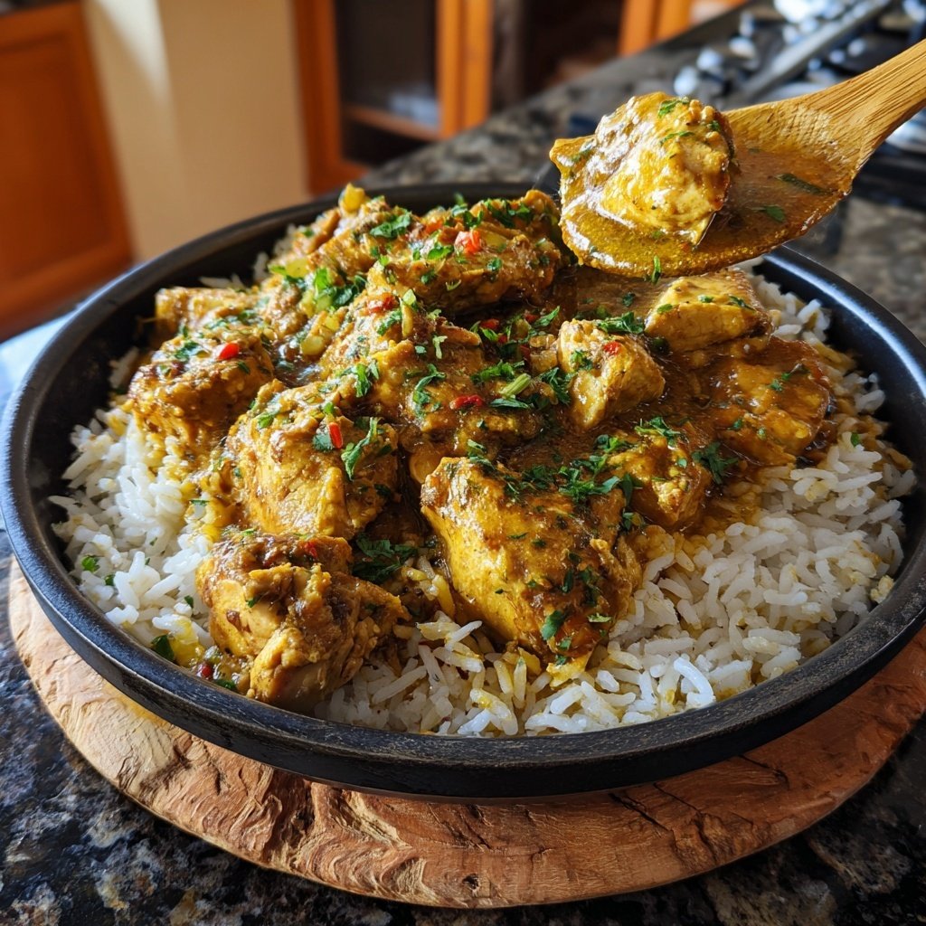 Ein Topf Hähnchen Reisgericht