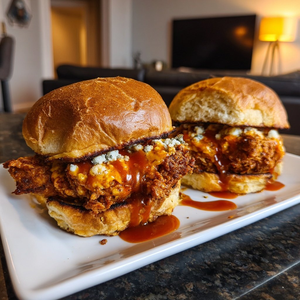 Buffalo Hähnchen Sliders mit Blauschimmelkäse