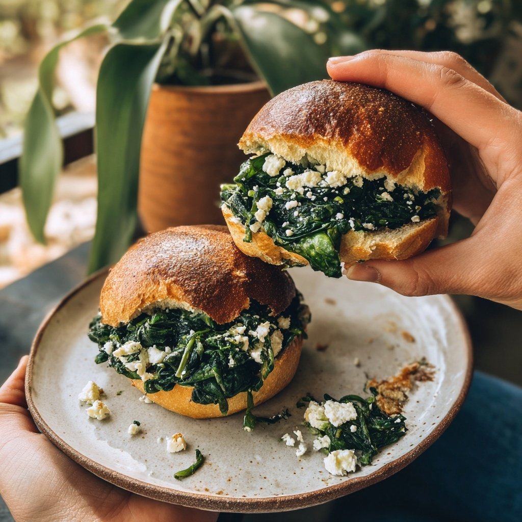 Gebratene Spinat und Feta Sliders