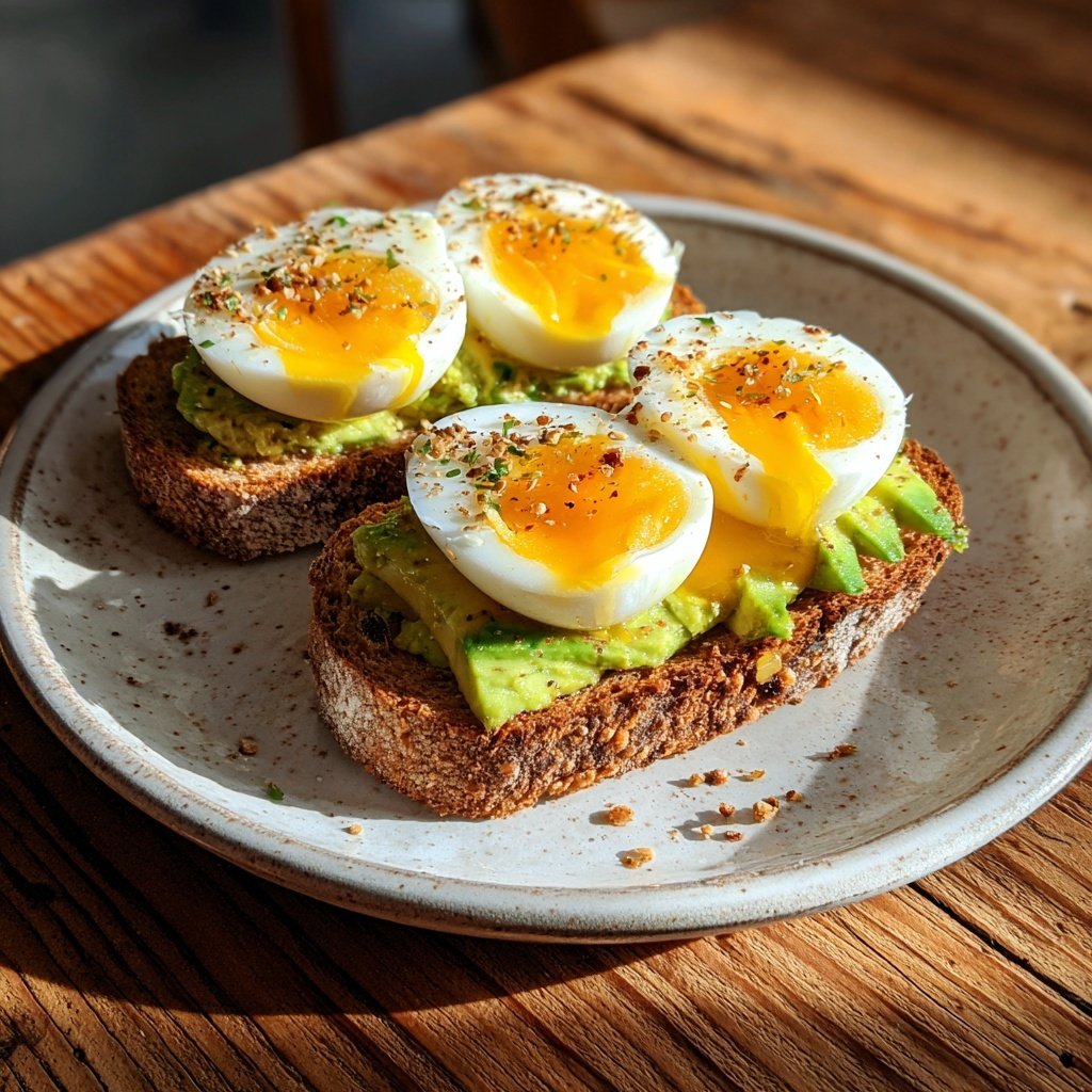 Hartgekochte Eier auf Avocado Toast
