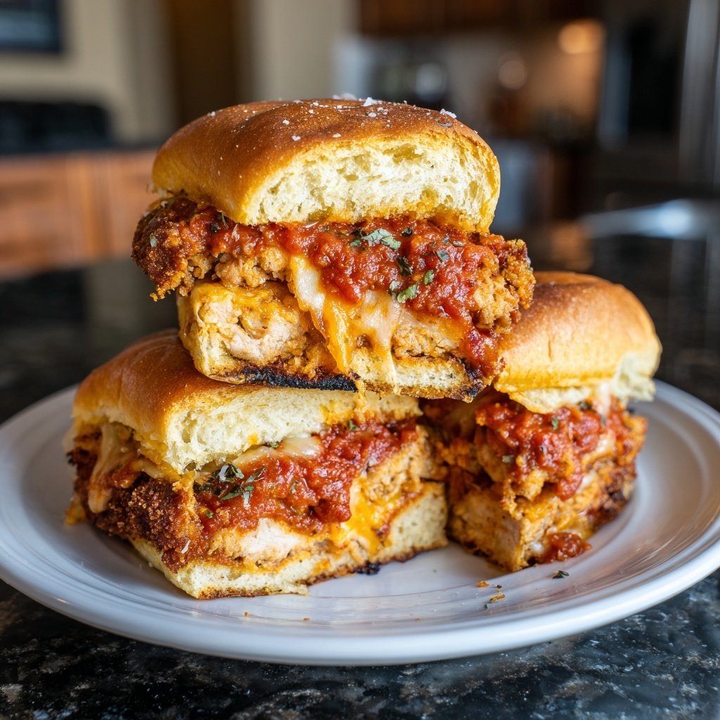 Knusprige Chicken Parmesan Slider Stapel