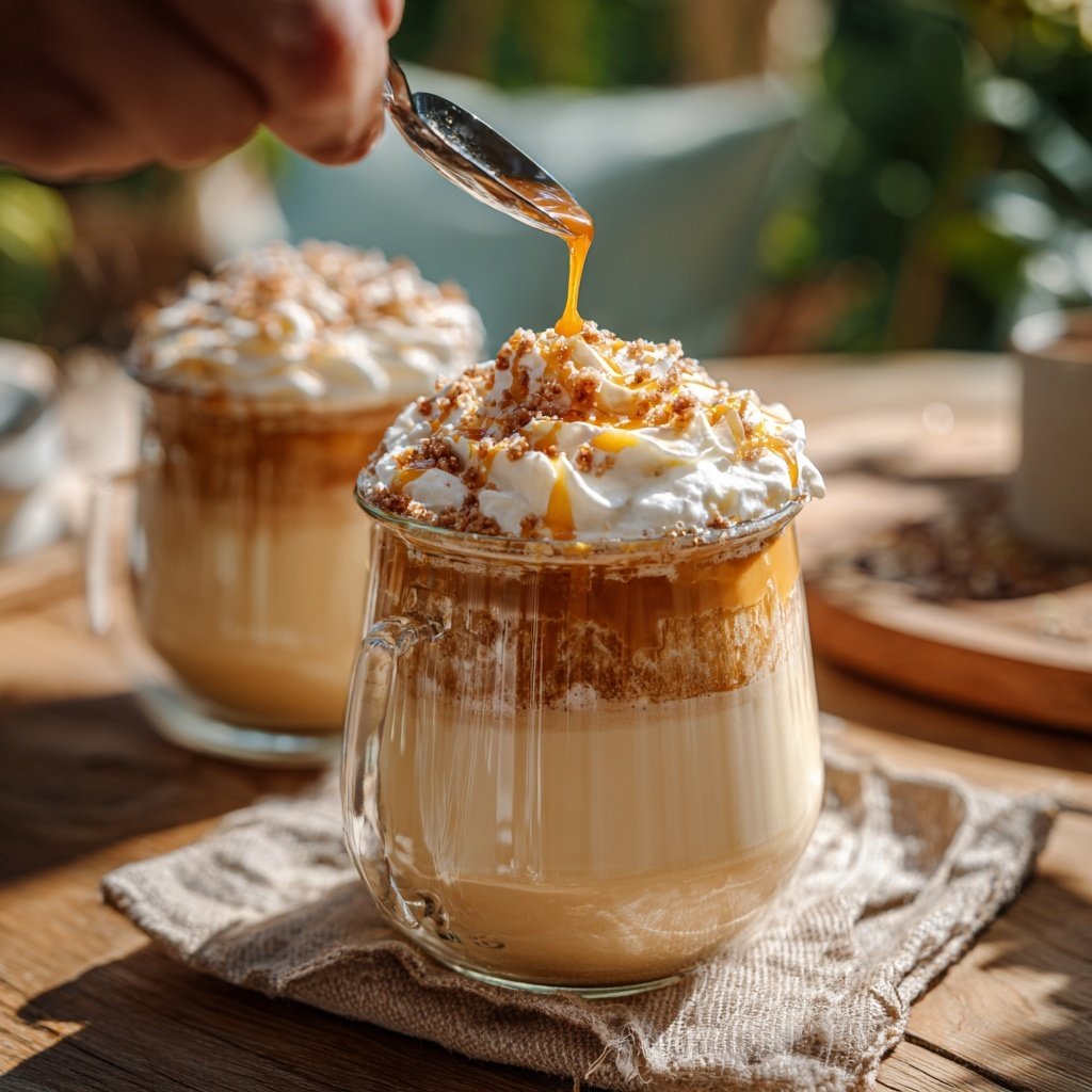 Eierpunsch mit Karamellsirup und Sahne