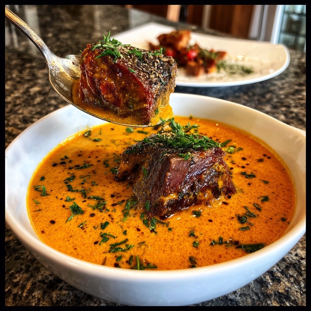 Hummerbisque mit Steakstückchen