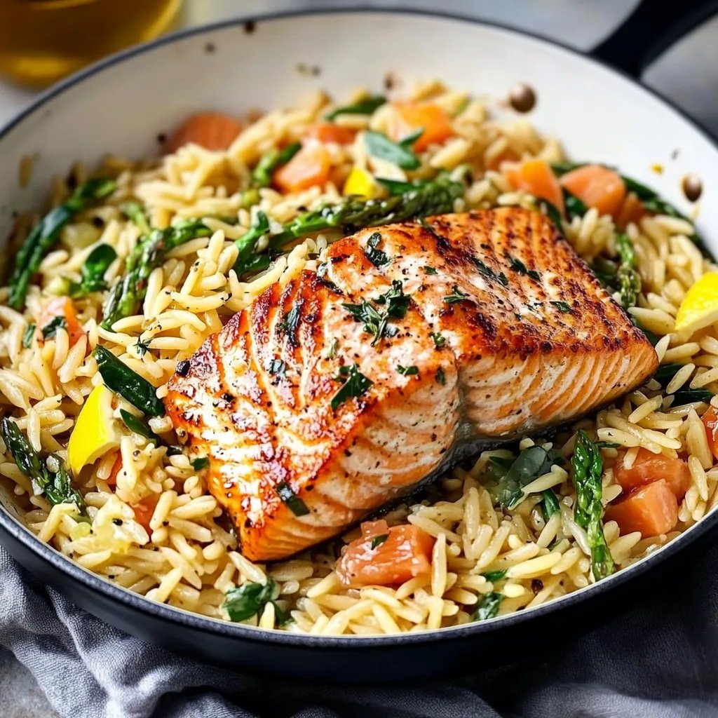 One Skillet Salmon mit Lemon Orzo