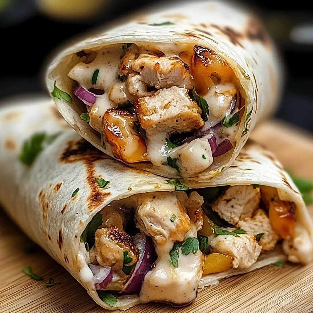 Hähnchen-Wraps mit Käse und Knoblauch