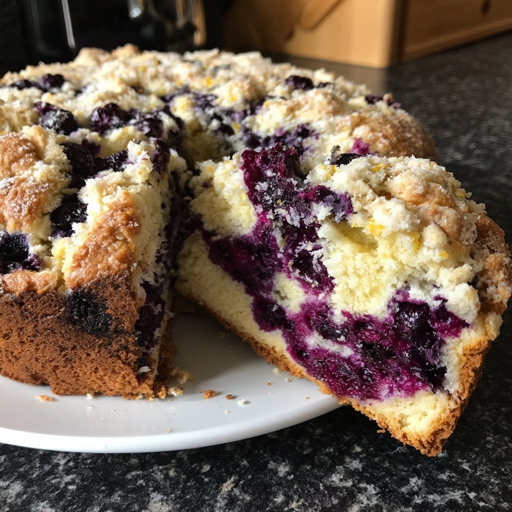 Blaubeeren Zitrone Sauerteig mit Zitronenschalen Krümel