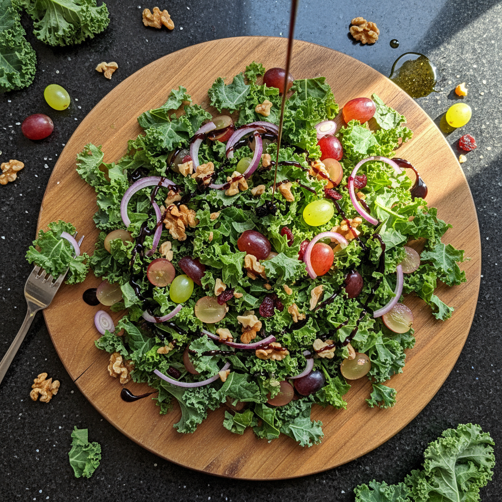 Veganer Grünkohl Trauben Salat