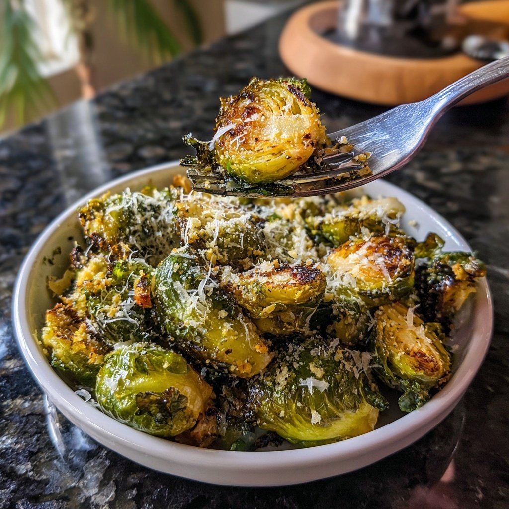 Knoblauch Parmesan Rosenkohl