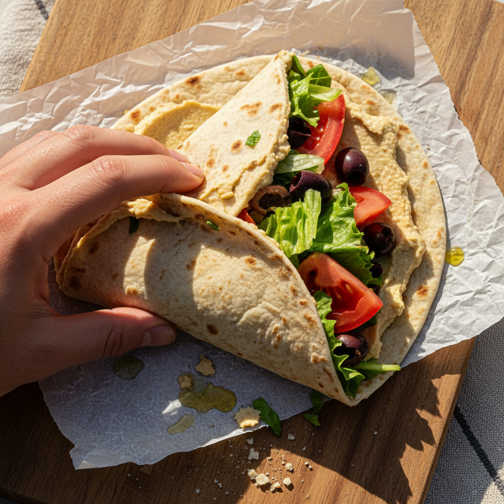 Mediterraner Wrap mit Hummus