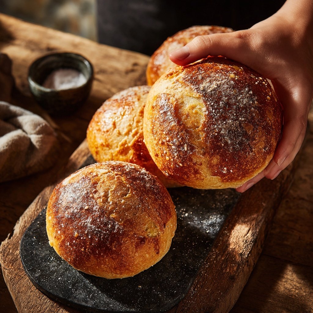 Bäcker ein Dutzend Hefebrötchen