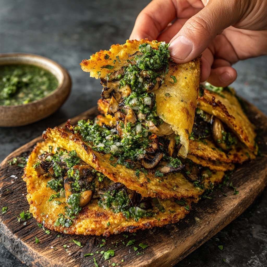 Gezupfter Pilz Tacos Salsa Verde