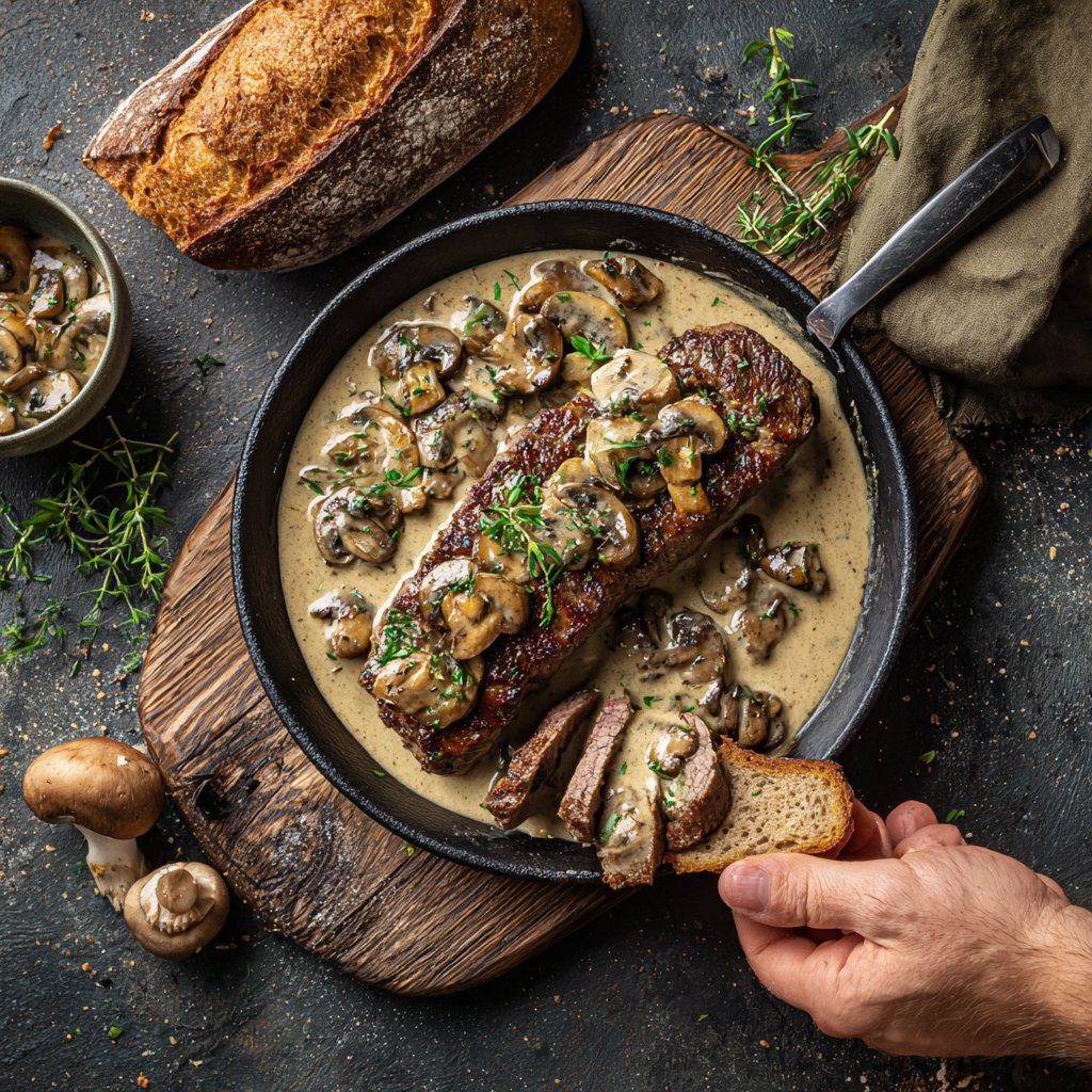 One-Pan Hüftsteak Pilz Soße