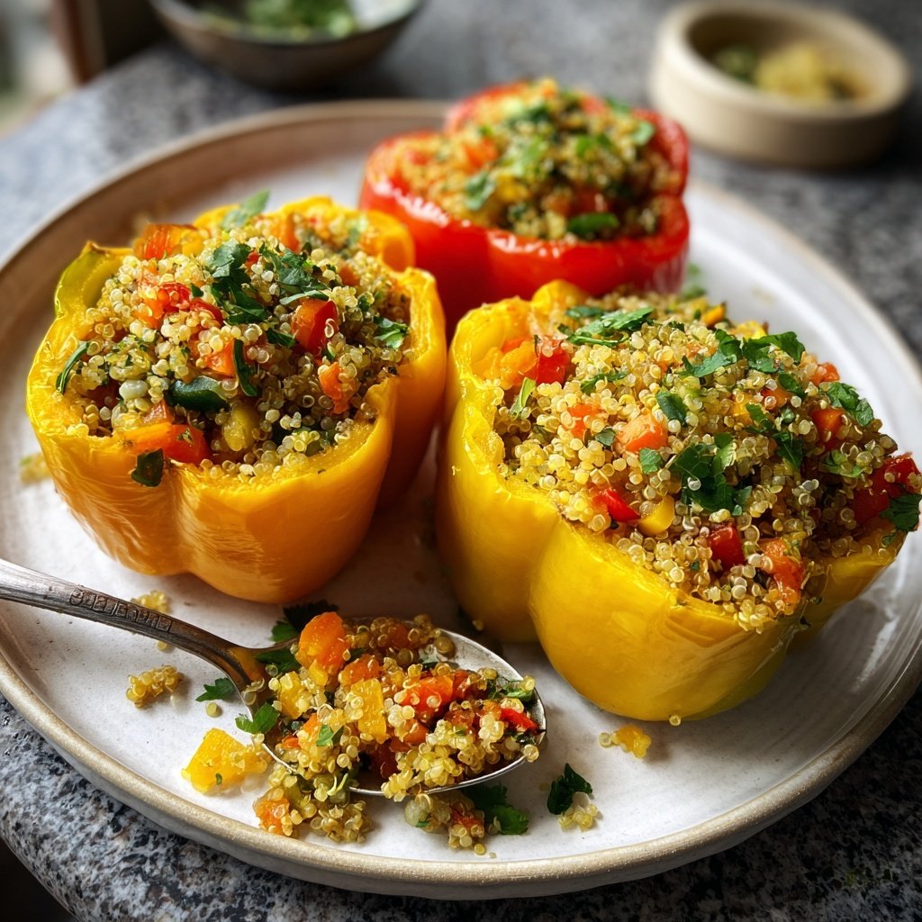 Süße Paprika mit Quinoa-Salat