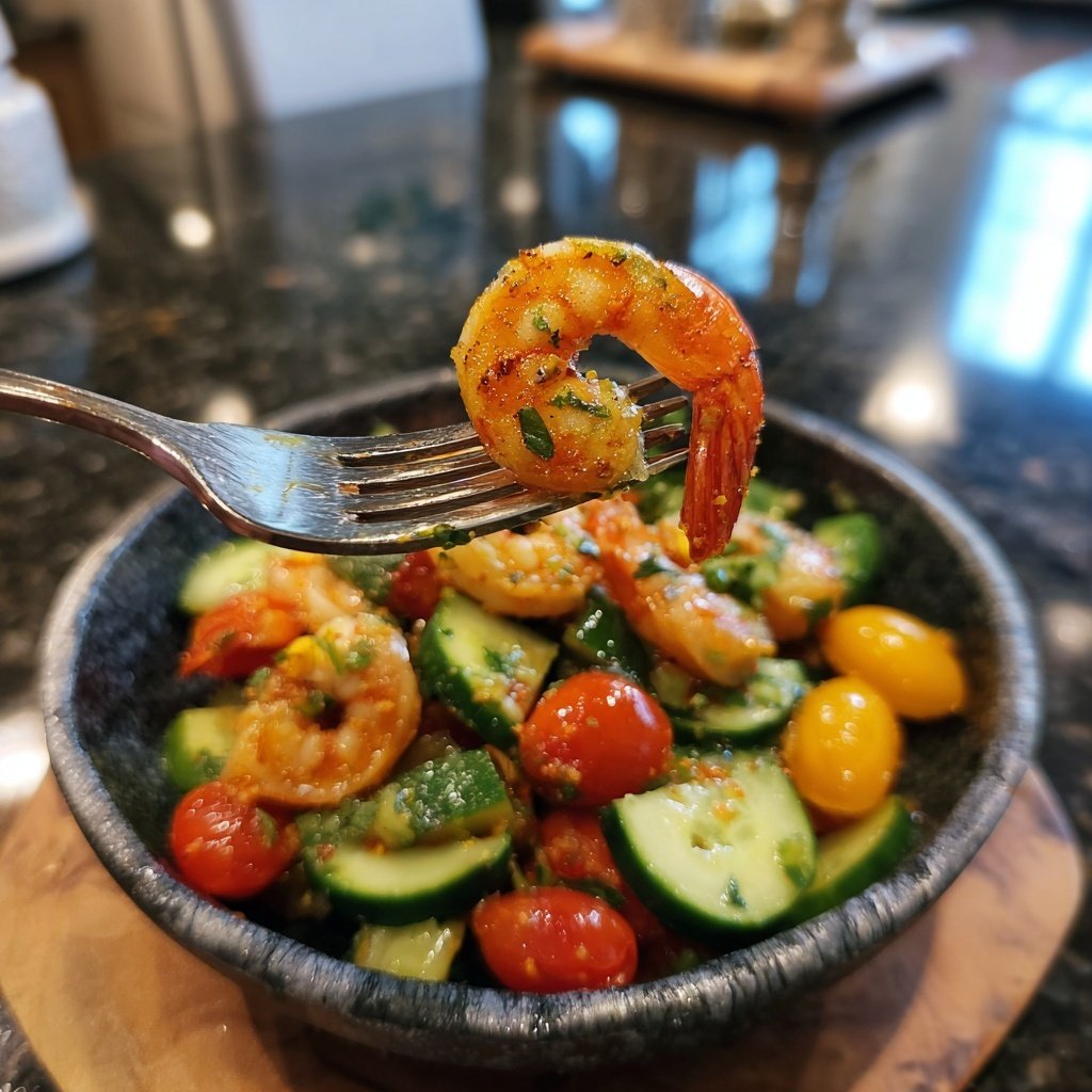 Frischer Frühlingssalat mit Garnelen