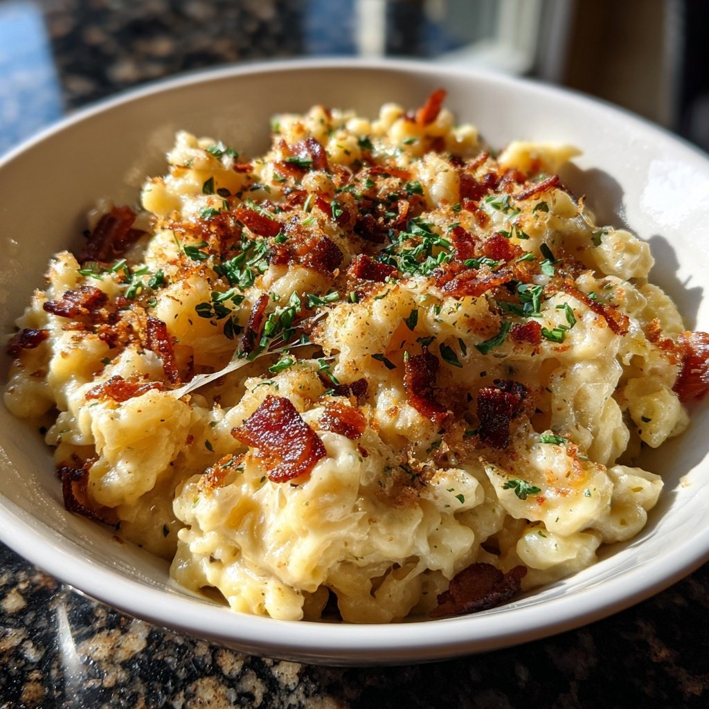 Käsespätzle mit Speck und Zwiebeln